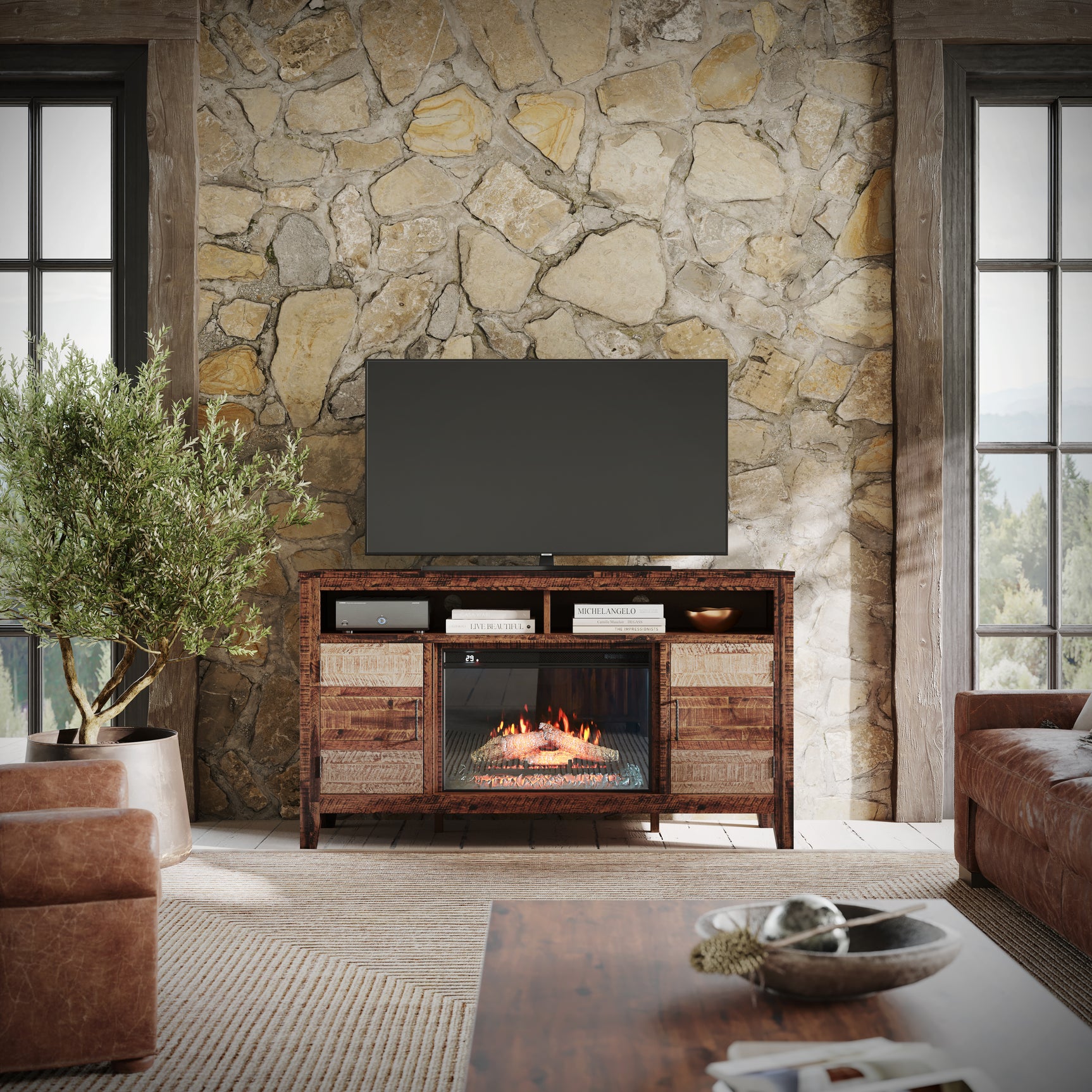 Painted Canyon Painted Canyon 60 Fireplace with Logset - Ornate Home