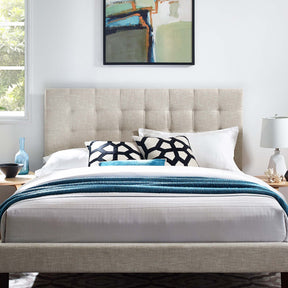 Paisley Beige Tufted Upholstered Linen Fabric King and California King Headboard - Ornate Home