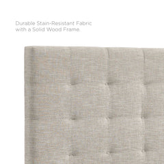 Paisley Beige Tufted Upholstered Linen Fabric King and California King Headboard - Ornate Home