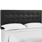 Paisley Black Tufted Upholstered Faux Leather Full / Queen Headboard - Ornate Home
