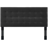 Paisley Black Tufted Upholstered Faux Leather Full / Queen Headboard - Ornate Home