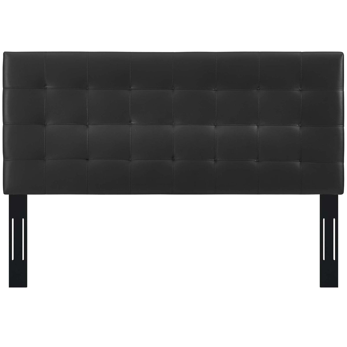 Paisley Black Tufted Upholstered Faux Leather Full / Queen Headboard - Ornate Home