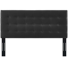 Paisley Black Tufted Upholstered Faux Leather Full / Queen Headboard - Ornate Home
