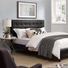 Paisley Black Tufted Upholstered Faux Leather King and California King Headboard - Ornate Home