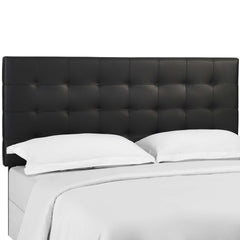 Paisley Black Tufted Upholstered Faux Leather King and California King Headboard - Ornate Home