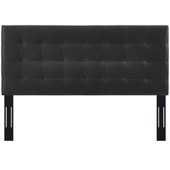 Paisley Black Tufted Upholstered Faux Leather King and California King Headboard - Ornate Home