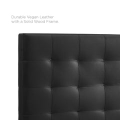 Paisley Black Tufted Upholstered Faux Leather King and California King Headboard - Ornate Home