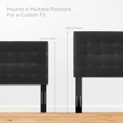 Paisley Black Tufted Upholstered Faux Leather King and California King Headboard - Ornate Home