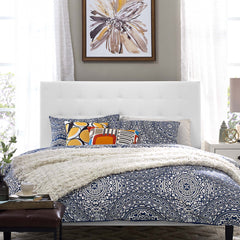 Paisley White Tufted Upholstered Faux Leather King and California King Headboard - Ornate Home
