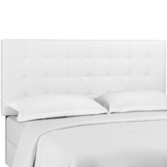Paisley White Tufted Upholstered Faux Leather King and California King Headboard - Ornate Home