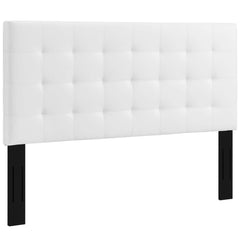 Paisley White Tufted Upholstered Faux Leather King and California King Headboard - Ornate Home
