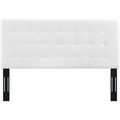 Paisley White Tufted Upholstered Faux Leather King and California King Headboard - Ornate Home