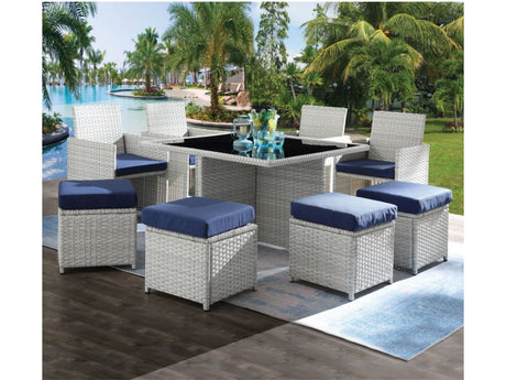 Paitalyi Blue & White Patio Set 9pc - Ornate Home