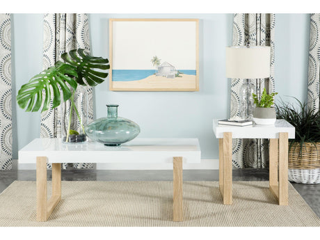 Pala White High Gloss 2-piece Coffee and End Table Set - Ornate Home