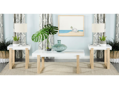 Pala White High Gloss 3-piece Coffee and End Table Set - Ornate Home