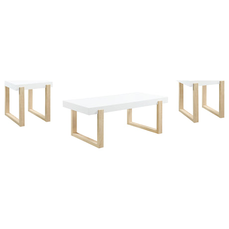 Pala White High Gloss 3-piece Coffee and End Table Set - Ornate Home