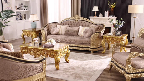 Palais Doré Gold 3-Pc Living Room Set / HD-9021 - Ornate Home