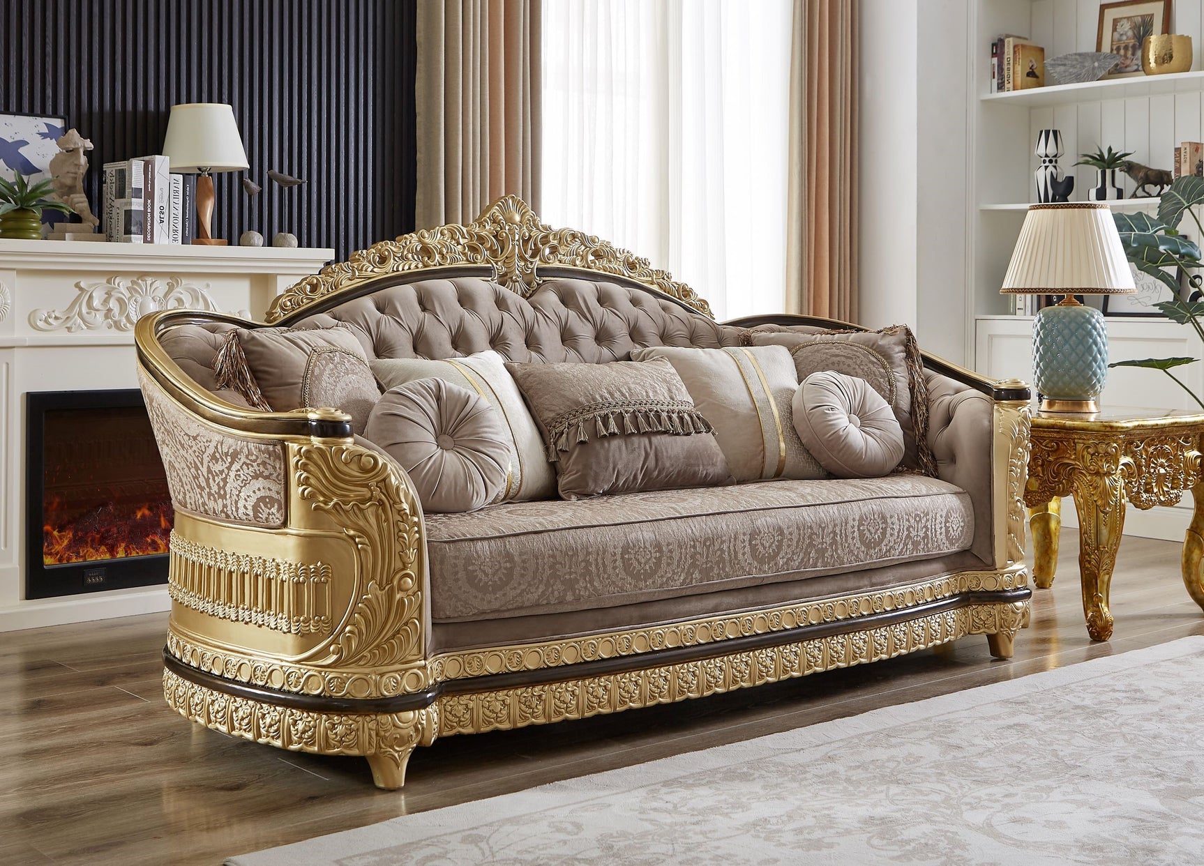 Palais Doré Gold 3-Pc Living Room Set / HD-9021 - Ornate Home