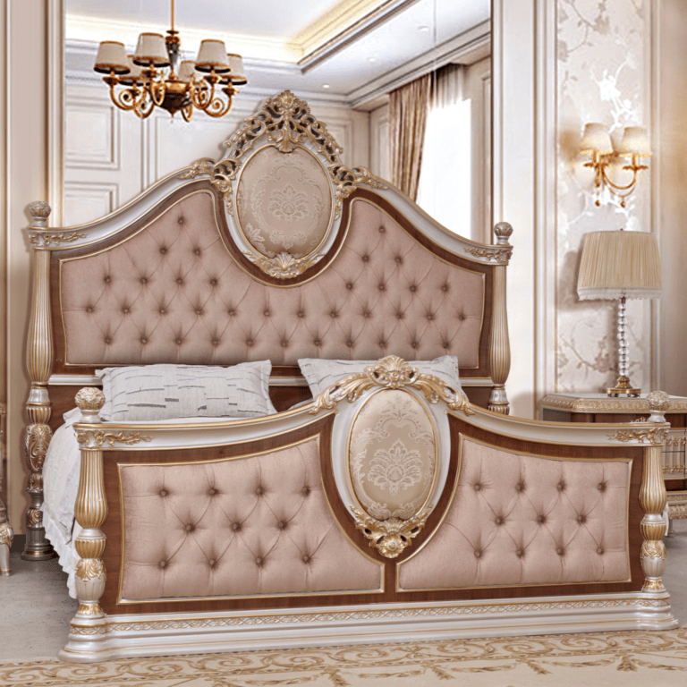 Palais Doré Gold/Cherry/Pearl California King Bed / HD-CK9021 - Ornate Home