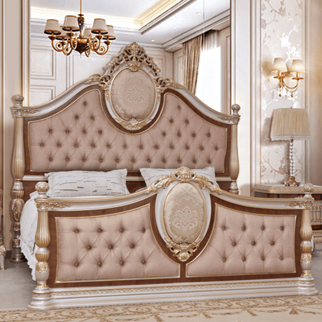 Palais Doré Gold/Cherry/Pearl Eastern King Bed / HD-EK9021 - Ornate Home