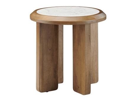 Palatino Brown/White End Table - Ornate Home