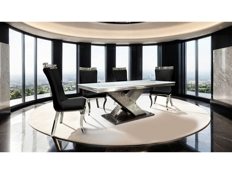 Palazzo Chrome/Black 7 Piece Dining Set - Ornate Home