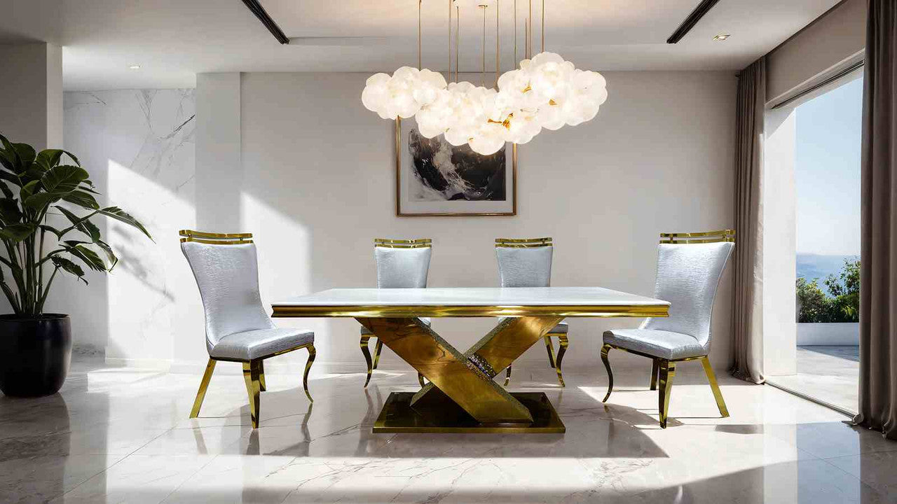 Palazzo Gold/Black 7 Pc. Dining Table Set - Ornate Home