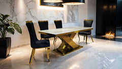 Palazzo Gold/Black 7 Pc. Dining Table Set - Ornate Home
