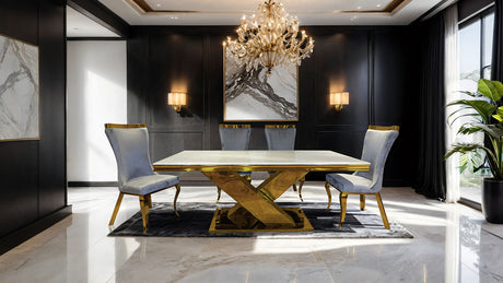 Palazzo Gold/Black 7 Pc. Dining Table Set - Ornate Home