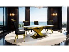 Palazzo Gold/Black 7 Piece Dining Set - Ornate Home