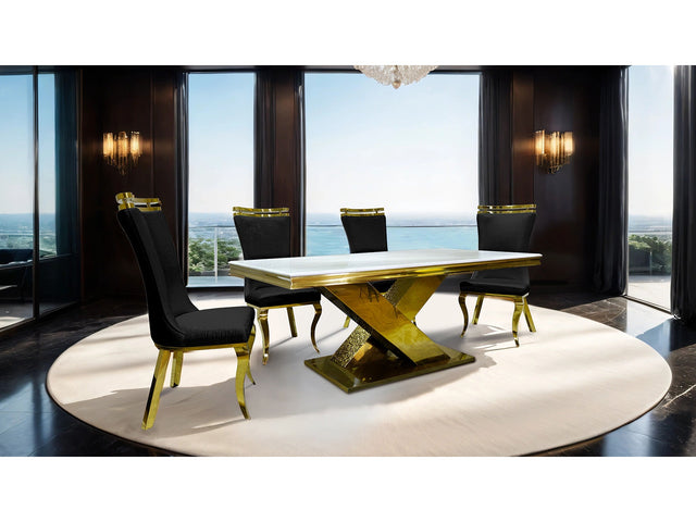 Palazzo Gold/Black 7 Piece Dining Set - Ornate Home