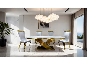 Palazzo Gold/Chrome 7 Piece Dining Set - Ornate Home