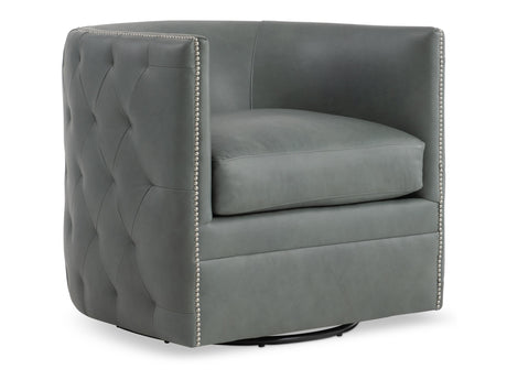 Palazzo Green Leather Swivel Chair - Ornate Home