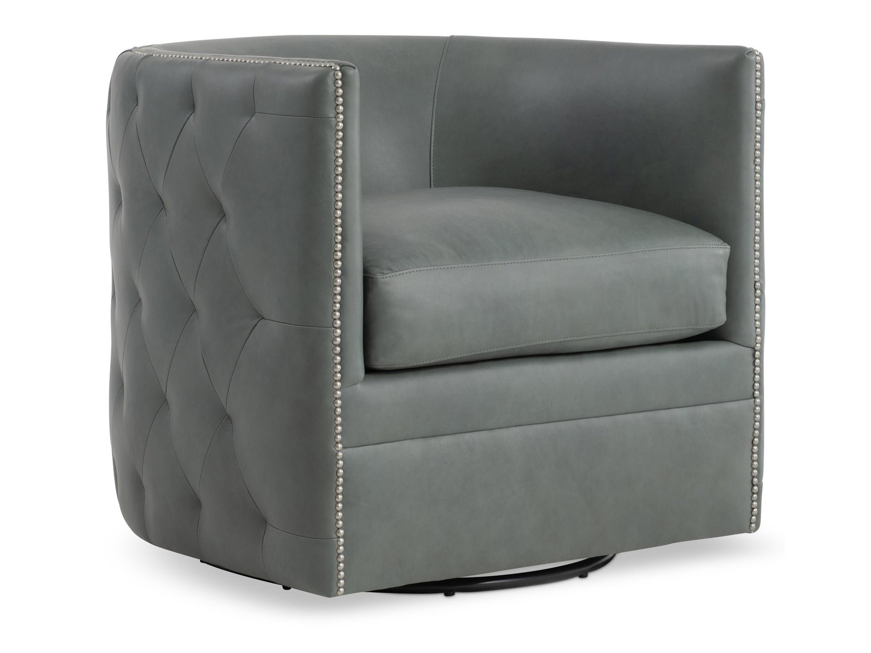 Palazzo Green Leather Swivel Chair - Ornate Home