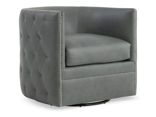 Palazzo Green Leather Swivel Chair - Ornate Home