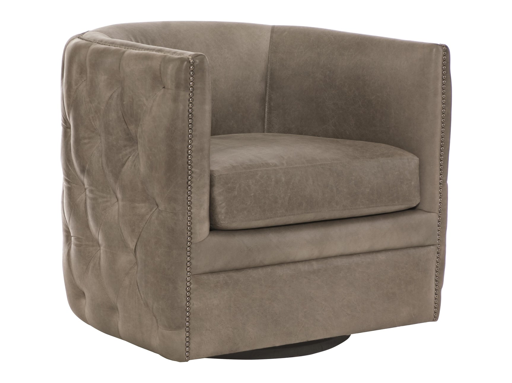 Palazzo Grey Leather Swivel Chair - Ornate Home