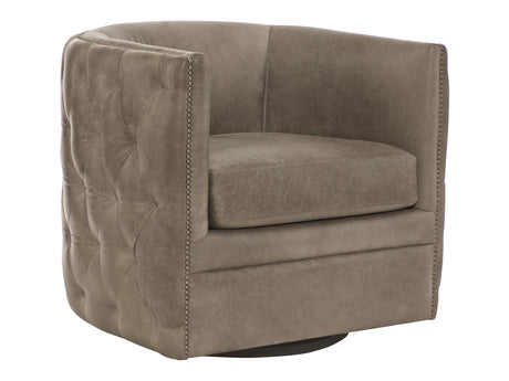 Palazzo Grey Leather Swivel Chair - Ornate Home