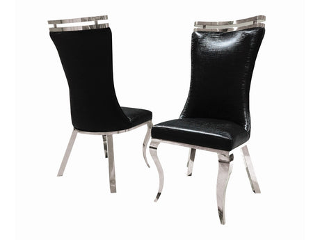 Palazzo Silver/Black Chair (Set of 2) - Ornate Home