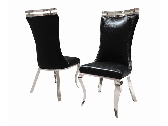 Palazzo Silver/Black Chair (Set of 2) - Ornate Home