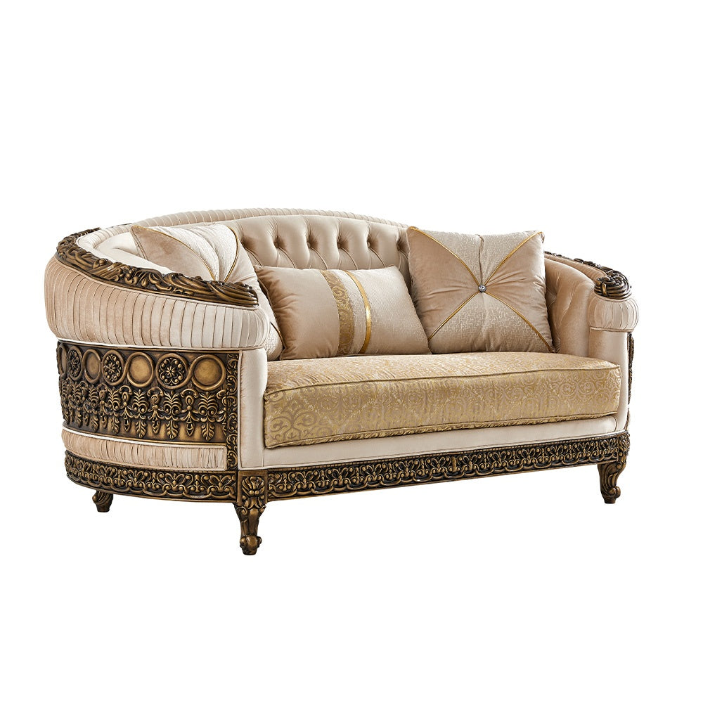 Palazzo Venezia Beige/Brown/Yellow Loveseat / HD-9017 - Ornate Home