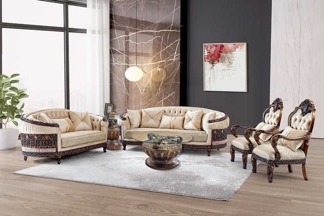 Palazzo Venezia Beige/Brown/Yellow Sofa / HD-9017 - Ornate Home
