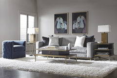 Palazzo White/Cream Fabric Swivel Chair - Ornate Home