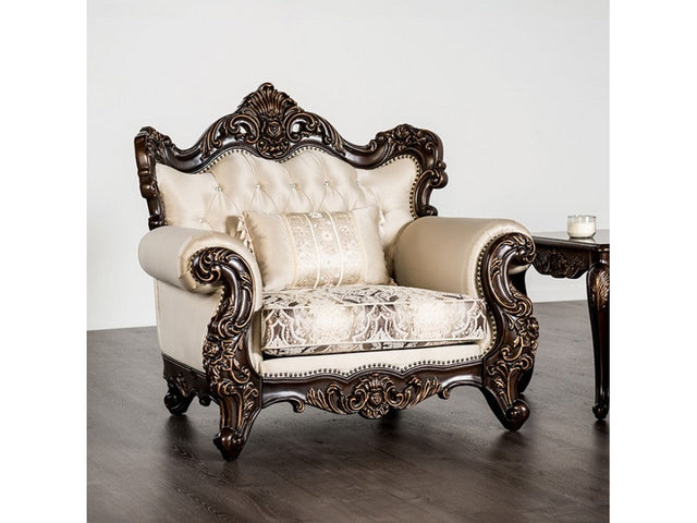 Palencia Dark Cherry/Beige Chair - Ornate Home