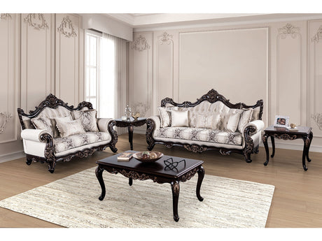 Palencia Dark Cherry/Beige Sofa & Loveseat - Ornate Home