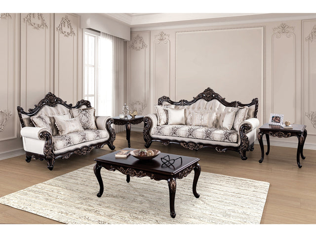 Palencia Dark Cherry/Beige Sofa & Loveseat - Ornate Home