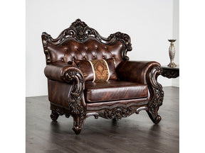 Palencia Dark Cherry/Brown Leatherette Chair - Ornate Home
