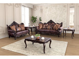 Palencia Dark Cherry/Brown Leatherette Sofa & Loveseat - Ornate Home