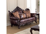 Palencia Dark Cherry/Brown Leatherette Sofa & Loveseat - Ornate Home