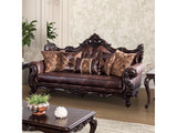 Palencia Dark Cherry/Brown Leatherette Sofa & Loveseat - Ornate Home