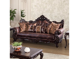 Palencia Dark Cherry/Brown Leatherette Sofa - Ornate Home